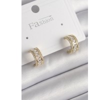 Pirinç Gold Renk Zirkon Taşlı Halka Model Kadın Küpe - TJ-BKP9987