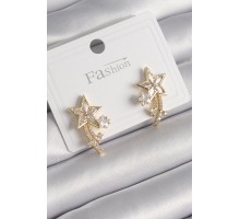 Pirinç Gold Renk Zirkon Taşlı Kuyruklu Yıldız Model Kadın Küpe - TJ-BKP9993
