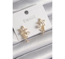 Pirinç Gold Renk Zirkon Taşlı Kuyruklu Yıldız Model Kadın Küpe - TJ-BKP9993