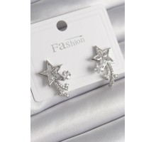 Pirinç Gümüş Renk Zirkon Taşlı Kuyruklu Yıldız Model Kadın Küpe - TJ-BKP9994