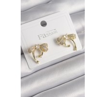 Pirinç Gold Renk Zirkon Taşlı Fiyonk Model Kadın Küpe - TJ-BKP9999