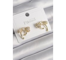 Pirinç Gold Renk Zirkon Taşlı Fiyonk Model Kadın Küpe - TJ-BKP9999