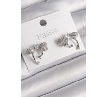 Pirinç Gümüş Renk Zirkon Taşlı Fiyonk Model Kadın Küpe - TJ-BKP10000