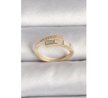 Pirinç Gold Renk Zirkon Taş Detaylı Yılan Model Ayarlanabilir Yüzük - TJ-BYK3539