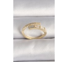 Pirinç Gold Renk Zirkon Taş Detaylı Yılan Model Ayarlanabilir Yüzük - TJ-BYK3539