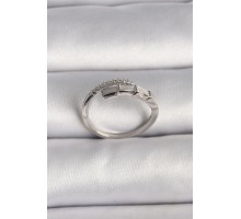 Pirinç Gümüş Renk Zirkon Taşlı Yılan Model Ayarlanabilir Yüzük - TJ-BYK3540