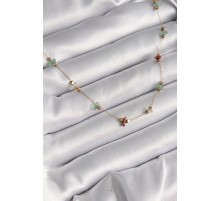 316L Çelik Gold Renk Zincir Renkli Doğaltaş Model Kadın Kolye - TJ-BKO9663