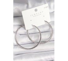 Pirinç Gümüş Renk Zirkon Taşlı Halka Model Kadın Küpe - TJ-BKP10016