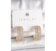 Pirinç Gold Renk Zirkon Taşlı Halka Messika Model Kadın Küpe - TJ-BKP10017