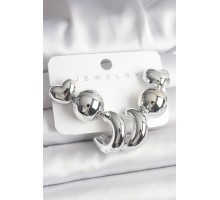 Gümüş Renk Kalp Halka Figür CCB Plastik Kadın Küpe Seti - TJ-BKP10023