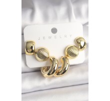 Gold Renk Kalp Halka Model CCB Plastik Kadın Küpe Seti - TJ-BKP10024