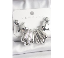 Gümüş Renk Yıldız Deniz Kabuğu Model CCB Plastik Kadın Küpe Seti - TJ-BKP10031