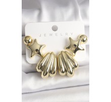 Gold Renk Yıldız Deniz Kabuğu Model CCB Plastik Kadın Küpe Seti - TJ-BKP10032