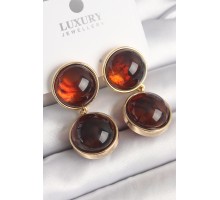 Pirinç Gold Renk Sallantı Kaplan Gözü Model Kadın Küpe - TJ-BKP10048