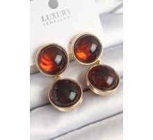 Pirinç Gold Renk Sallantı Kaplan Gözü Model Kadın Küpe - TJ-BKP10048