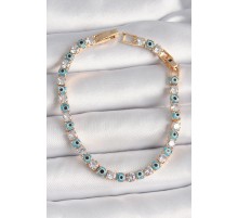 Pirinç Gold Renk Su Yolu Zirkon Taşlı Nazar Boncuklu Kadın Bileklik - TJ-BB6648