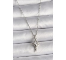 316L Çelik Gümüş Renk Zincir Zirkon Taşlı Kuzey Yıldızı Model Kadın Kolye - TJ-BKO9714