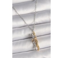 316L Çelik Gümüş Renk Zincir Sarılma Model Kadın Kolye - TJ-BKO9764