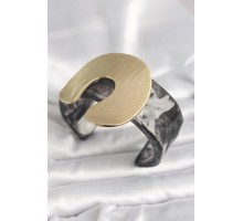 Siyah Mermer Desen Akrilik Plastik Gold Nal Model Plaka Vintage Kadın Bilezik - TJ-BB6677
