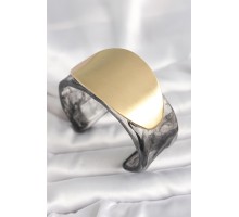 Siyah Mermer Desen Akrilik Plastik Gold Oval Plaka Model Vintage Kadın Bilezik - TJ-BB6683