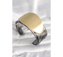 Siyah Mermer Desen Akrilik Plastik Gold Oval Plaka Model Vintage Kadın Bilezik - TJ-BB6683