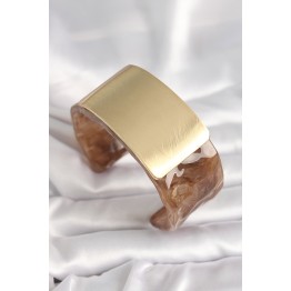 Kahverengi Mermer Desen Akrilik Platik Gold Dikdörtgen Plaka Model Vintage Kadın Bilezik TJ-BB6686