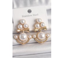 Pirinç Gold Renk İncili Çapa Model Kadın Küpe - TJ-BKP10063