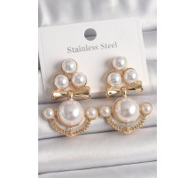 Pirinç Gold Renk İncili Çapa Model Kadın Küpe - TJ-BKP10063