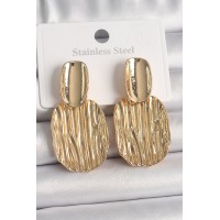 Pirinç Gold Renk Sallantı Kare Plaka Model Kadın Küpe - TJ-BKP10065