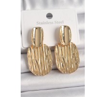 Pirinç Gold Renk Sallantı Kare Plaka Model Kadın Küpe - TJ-BKP10065