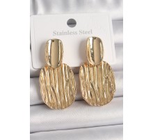 Pirinç Gold Renk Sallantı Kare Plaka Model Kadın Küpe - TJ-BKP10065