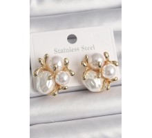 Pirinç Gold Renk İnci Tomurcuk Model Kadın Küpe - TJ-BKP10072