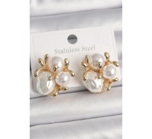 Pirinç Gold Renk İnci Tomurcuk Model Kadın Küpe - TJ-BKP10072