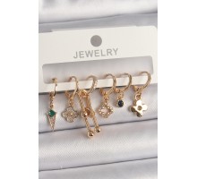 Pirinç Gold Renk Çoklu Figür Kadın Küpe Seti - TJ-BKP10094