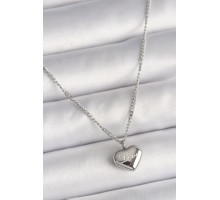 316L Çelik Gümüş Renk Zincir Love İşleme Kalp Figür Kadın Kolye - TJ-BKO9779