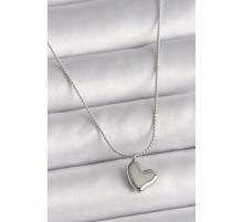 316L Çelik Gümüş Renk Zincir Kalp Figür Kadın Kolye - TJ-BKO9783