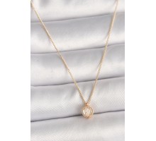 Pirinç Gold Renk Zirkon Taşlı Daire Kafes Model Kadın Kolye - TJ-BKO9828