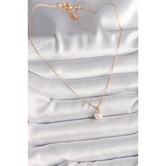 Pirinç Gold Renk İnci Model Kadın Kolye - TJ-BKO9832