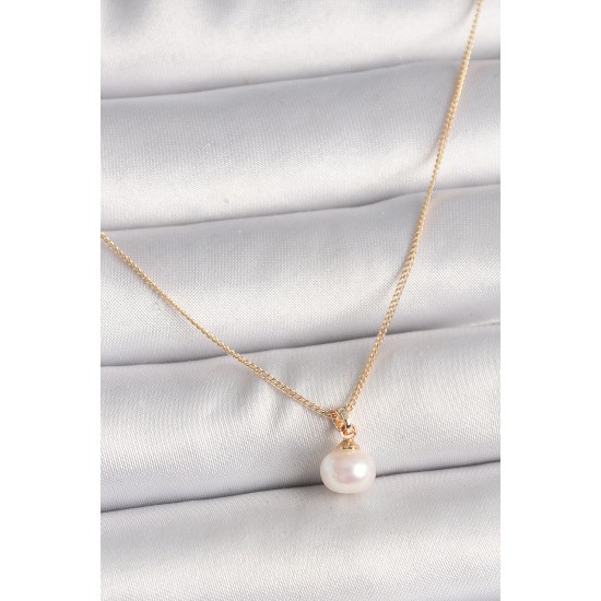 Pirinç Gold Renk İnci Model Kadın Kolye - TJ-BKO9832