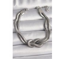 316L Çelik Gümüş Renk Düğüm Model Kadın Bileklik - TJ-BB6711