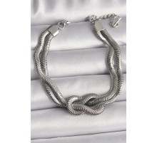 316L Çelik Gümüş Renk Düğüm Model Kadın Bileklik - TJ-BB6711