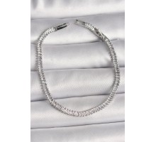 Pirinç Gümüş Renk Zirkon Taşlı Su Yolu Model Kadın Bileklik - TJ-BB6724