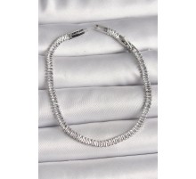 Pirinç Gümüş Renk Zirkon Taşlı Su Yolu Model Kadın Bileklik - TJ-BB6724