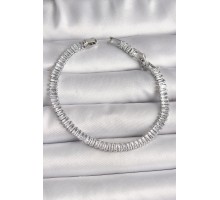 Pirinç Gümüş Renk Zirkon Taşlı Su Yolu Model Kadın Bileklik - TJ-BB6725