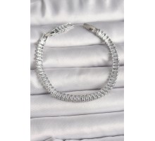 Pirinç Gümüş Renk Zirkon Taşlı Su Yolu Model Kadın Bileklik - TJ-BB6726