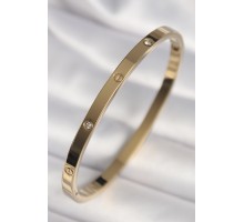 316L Çelik Gold Renk Zirkon Taşlı Cartier Model Kadın Bilezik - TJ-BB6739