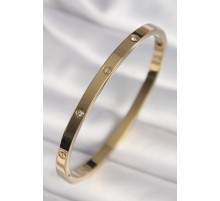316L Çelik Gold Renk Zirkon Taşlı Cartier Model Kadın Bilezik - TJ-BB6739