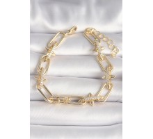 Pirinç Gold Renk  Zirkon Taşlı Dikenli Zincir Model Xuping VIP Seri Kadın Bileklik - TJ-BB6742