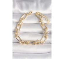Pirinç Gold Renk  Zirkon Taşlı Dikenli Zincir Model Xuping VIP Seri Kadın Bileklik - TJ-BB6742