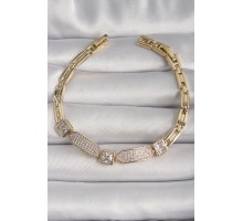 Pirinç Gold Renk Kare Zirkon Taşlı Xuping VIP Seri Kadın Bileklik - TJ-BB6745
